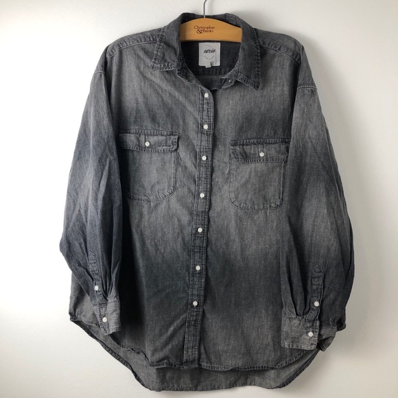 Aerie Charcoal Denim Shirt - Picture 1 of 8